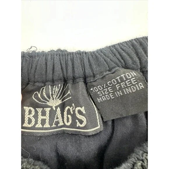 Bhag’s Cotton Tiered Maxi Skirt Black Crochet Elastic Waist Lined Free Size - Picture 9 of 13